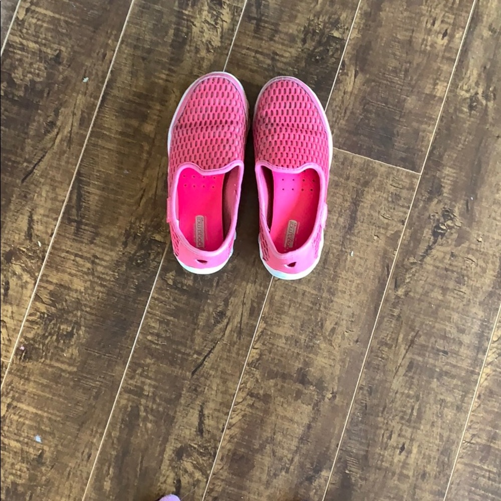 Pink slip on shoes
